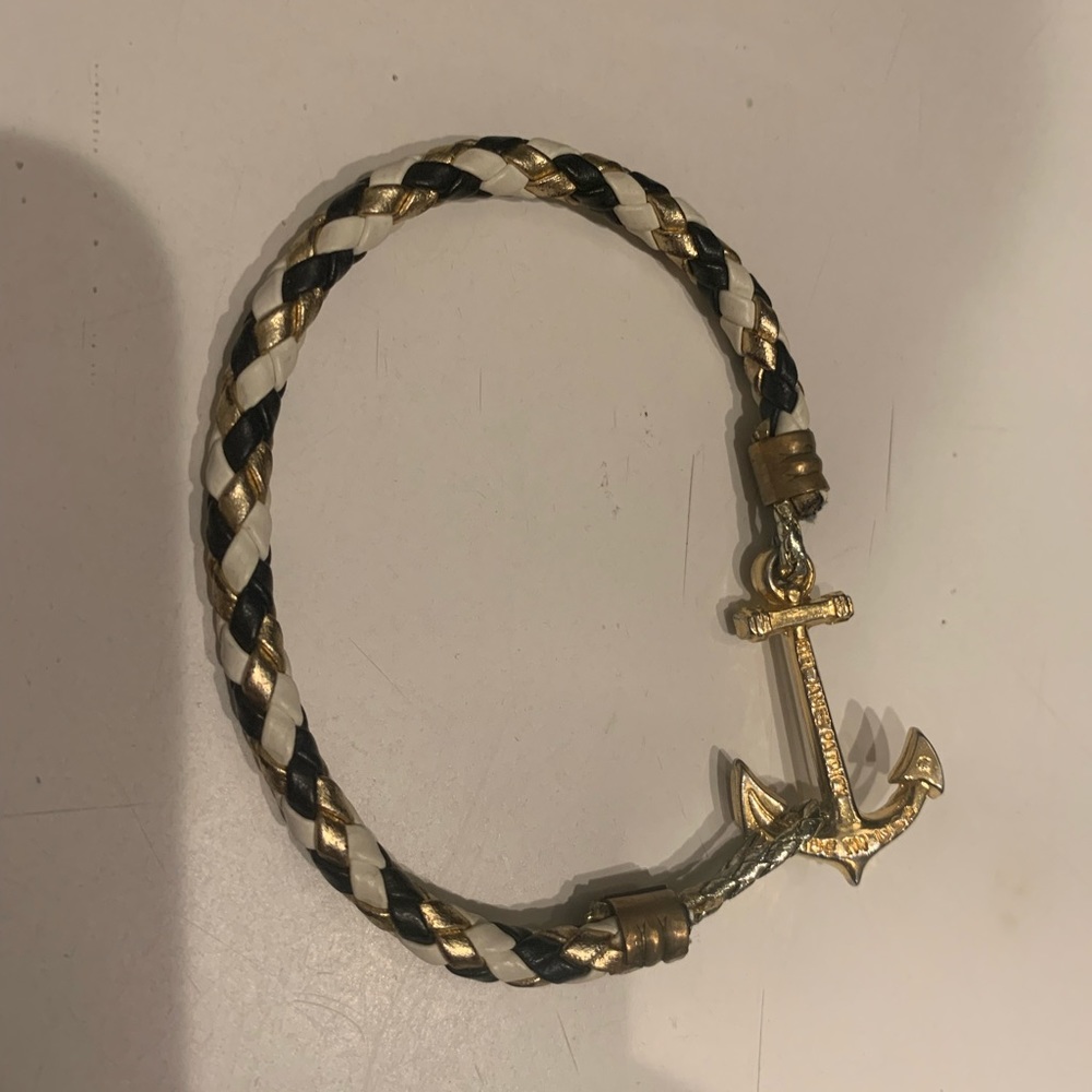 Kiel James Patrick cold, white, and blue leather bracelet